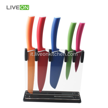 Set di coltelli colorati con supporto acrilico